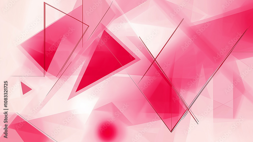 Poster Abstract pink triangles and lines creating dynamic composition