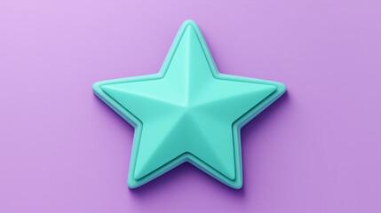 Obraz premium Turquoise layered star shining on purple background