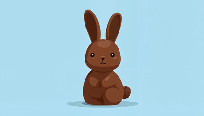 Fototapeta premium Cute brown bunny sitting on light blue background