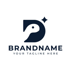 Fototapeta premium Letter D Dinosaurs Logo, symbolizing strength, adventure, and timelessness