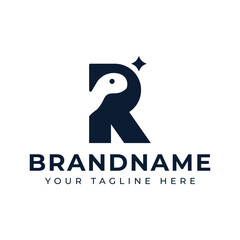 Fototapeta premium Letter R Dinosaurs Logo, symbolizing strength, adventure, and timelessness
