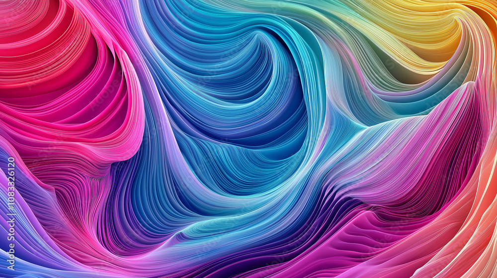 Poster Colorful abstract lines flowing and creating dynamic shapes