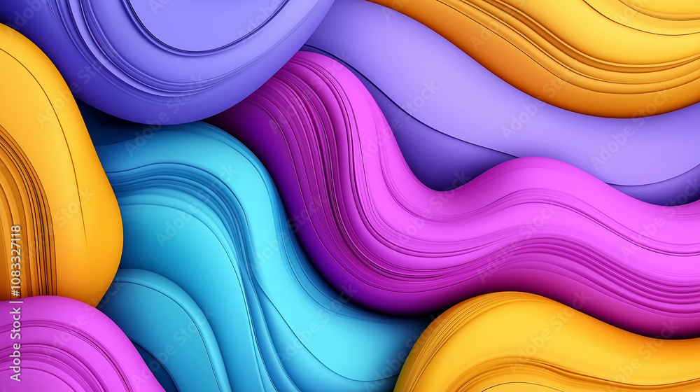 Poster Colorful abstract waves flowing and creating a stunning visual design