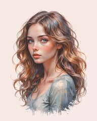 Naklejka premium portrait of a woman with hair illustrative portrait of a pretty girl for a hairdressing salon.