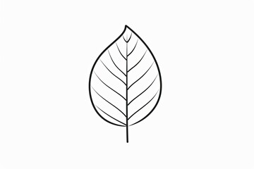 Simple black outline of a leaf with prominent veins on a white background capturing nature's essence in minimalist design. Generative AI