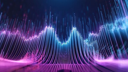 Naklejka premium Sound Spectrum Visualization with Neon Waves