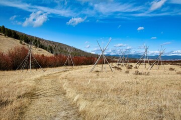 Tipi Frames at the Nez Perce Camp Site, Big Hole National Battlefield near Wisdom Montana. © LMSwanson