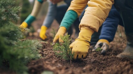 People Planting Trees for Environmental Solidarity
