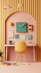Obraz premium Creative workspace design modern studio digital art pastel environment straight-on view inspirational concept