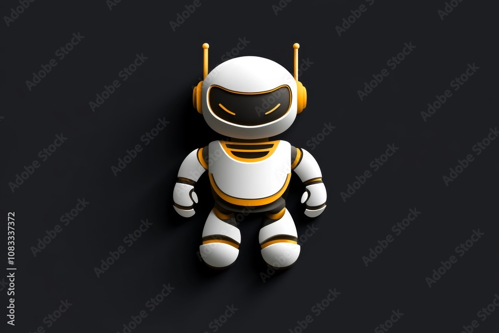 Aufkleber Flat design of a simple robot icon, clean lines and neutral background