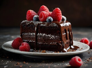 chocolate cake with raspberries