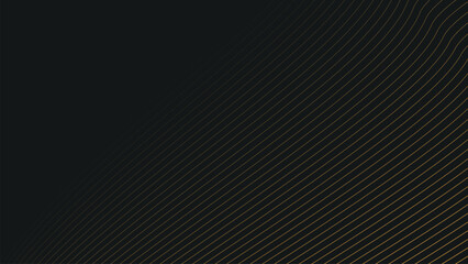 Fototapeta premium Black abstract background with gold curve lines for backdrop or presentation