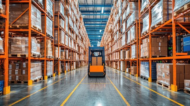 Efficient crossdock warehouse operations with transport vehicles industrial environment aerial view supply chain management