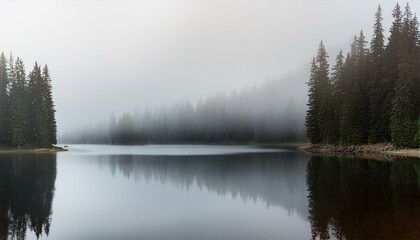 Fototapeta premium Mysty lake in the foggy woods