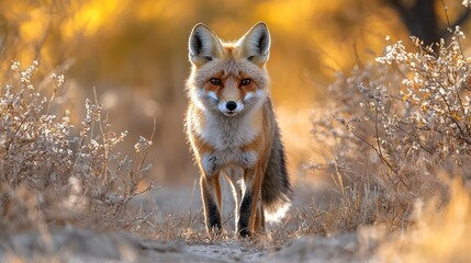 Red Fox Hunting stealthily through underbrush capturing perfect moment just before pouncing illustrating keen instincts displayed by canids emphasizing adaptability seen throughout diverse environment