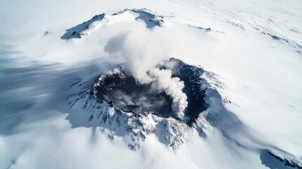 The dramatic eruption of Mount Erebus in Antarctica, Volcanic scene, Dramatic style