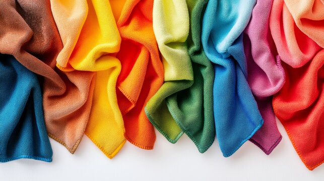 Colorful cloths microfiber isolated on a white background