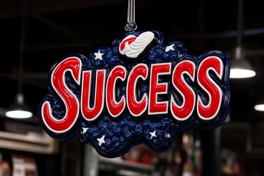 Vintage-style poster with the word "SUCCESS" in bold letters, with a classic color scheme and inspirational vibe
