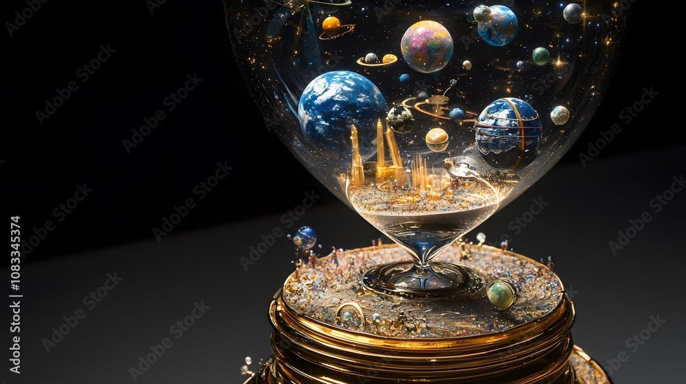 Aufkleber explore the wonders of the universe captured in a mesmerizing hourglass design featuring celestial b