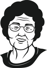 Fototapeta premium illustration of bust of a grandmother, granny, nanny or a senior adult female woman