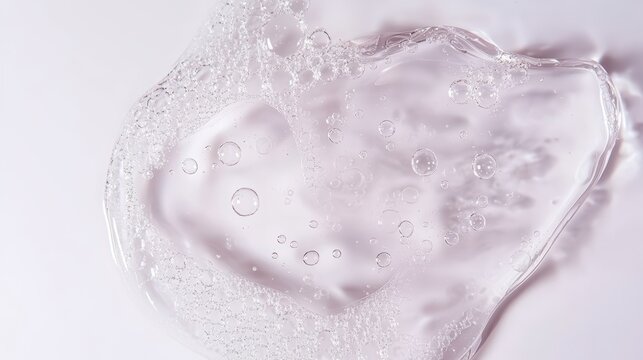 Squeezed cosmetic clear cream gel texture Iisolated on white background Close up photo of transparent drop of skin care product High Quality transparent gel with bubbles closeup on white background