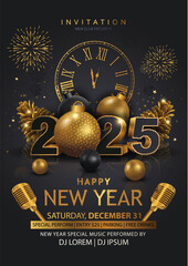 2025 Happy New Year club poster Background for your Flyers and Greetings Card graphic or new year themed party invitations. abstract vector illustration design