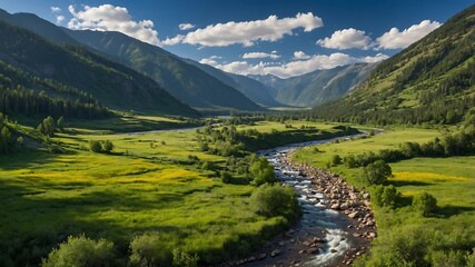 Fototapeta premium ValleyBackgrounds, ScenicValleyVisuals, MountainValleyDesigns, NatureLandscapeGraphics 