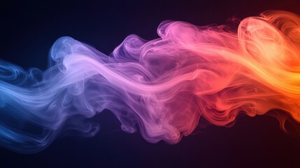 Fototapeta premium Colorful wisps of smoke swirl together in an artistic display against a dark background during a creative digital art session