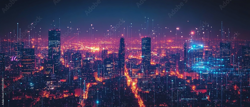 Poster IoT network for smart businesses and residences, futuristic smart devices controlling every aspect of daily life, glowing digital lines, innovative technology connecting the world