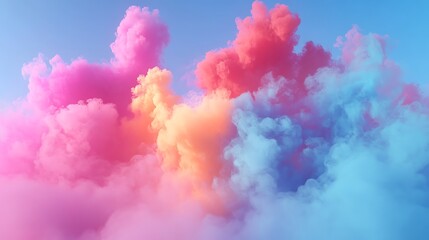 Fototapeta premium Vibrant colorful smoke plumes open sky abstract art ethereal atmosphere aerial view creative concept