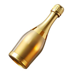 champagne bottle 3d render icon in cartoon plastic style minimal isolated on transparent white background, clipping path