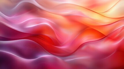 Fototapeta premium Soft waves of vibrant colors flowing gracefully in gradient patterns create an abstract art piece with red, pink, and orange hues