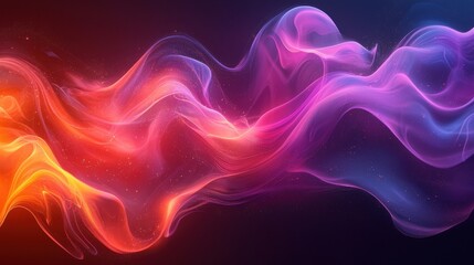 Obraz premium Colorful abstract waves of light flowing through a dark space, creating a vibrant atmosphere and dynamic movement in the background