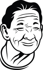 illustration of bust of a grandmother, granny, nanny or a senior adult female woman