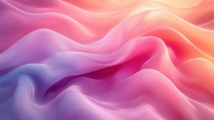 Obraz premium Soft flowing waves of pastel colors swirl together in a dreamy abstract design evoking a serene atmosphere at sunrise
