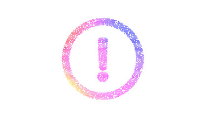 Obraz premium Icon exclamation circle is made up of LED square shapes. There are bright diodes and there are black dead diodes