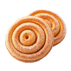 Fototapeta premium Swirled pastries coated with sugar, showcasing a delightful golden-brown color and a rich, inviting texture.