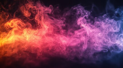 Fototapeta premium Colorful smoke swirling in the dark, creating a mesmerizing visual display during a nighttime event