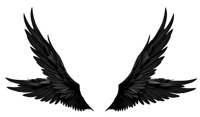 Obraz premium Black Angel Wings Illustration on White Background. AI Generated