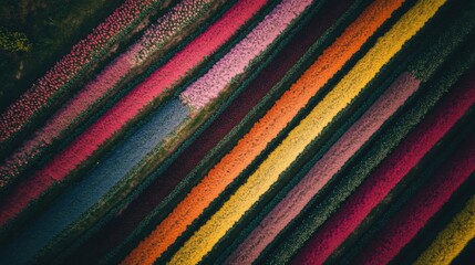 The vibrant colors of the tulip fields in Keukenhof Gardens, Netherlands, Floral scene