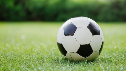 Fototapeta premium Family sporty football activity in the park on sunny outdoors background