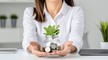 Perks and compensation package such as health insuranceBusinesswoman shows Human resources and reward managementEmployee benefits HR conceptpension plans paid vacation parental leave