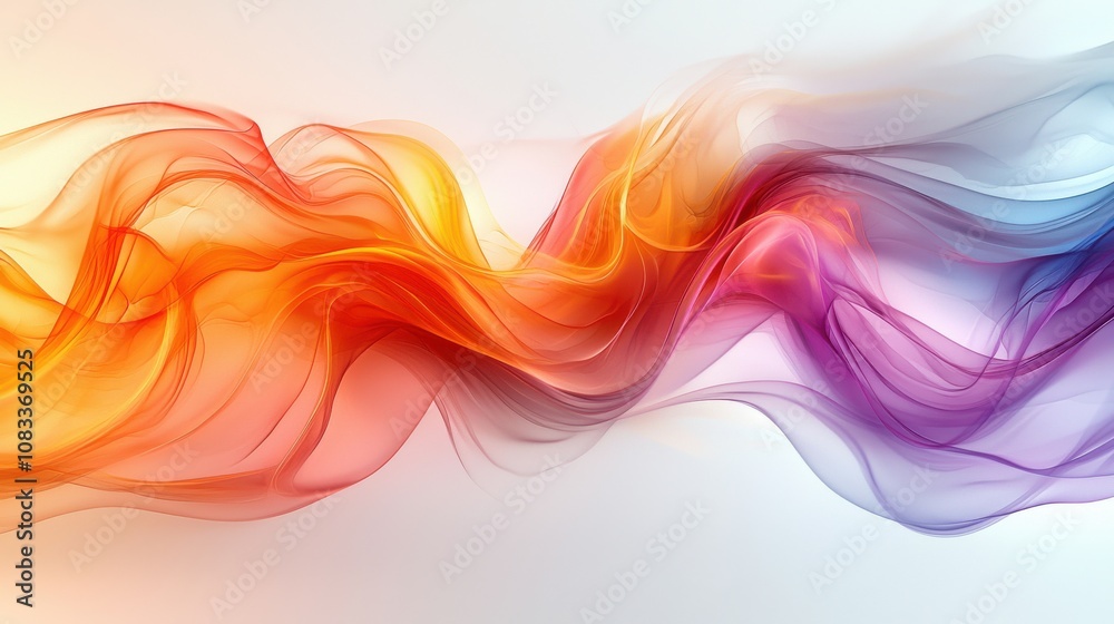 Poster colorful flowing abstract waves representing light and movement in a soft gradient design ideal for 