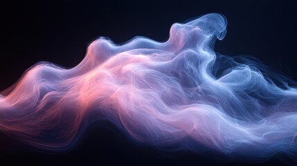 Obraz premium Colorful wispy clouds of smoke swirling in a captivating formation against a dark background during late evening hours