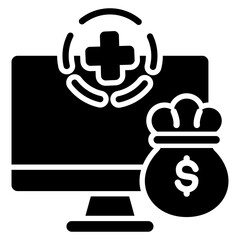 Digital Health Finance Glyph Icon