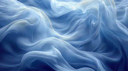 Obraz premium Soft blue fabric gracefully flowing in gentle waves, creating a serene and tranquil atmosphere during daylight
