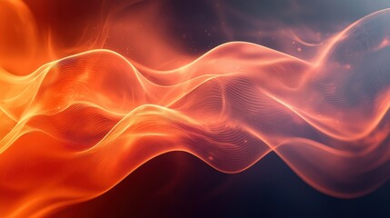 Fototapeta premium Colorful abstract wave patterns with shades of orange and red flowing against a dark background