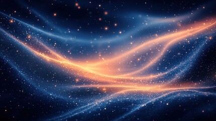 Obraz premium Vibrant colorful waves of light and energy create a mesmerizing cosmic background with sparkling stars in the night sky