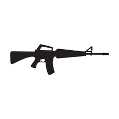 Silhouette Assault rifle isolated on a white background 