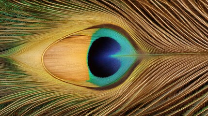 Naklejka premium Captivating display of peacock feather patterns exotic nature macro photography vibrant environment artistic perspective beauty in nature
